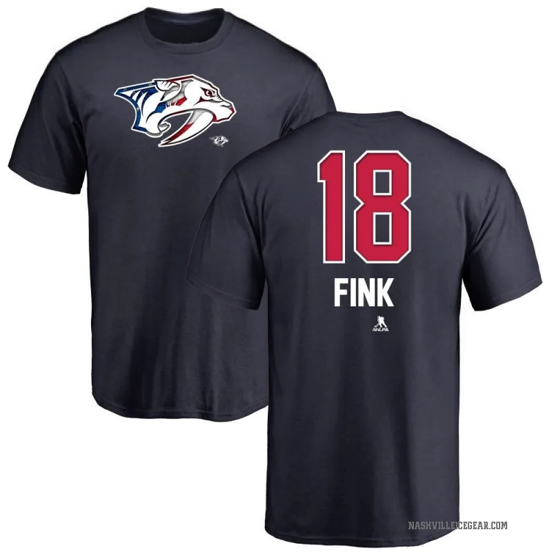 Aiden Fink Men's Navy Nashville Predators Name and Number Banner Wave T-Shirt -