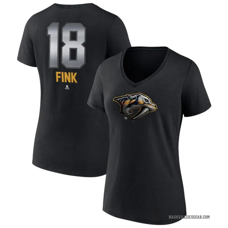 Aiden Fink Women's Black Nashville Predators Midnight Mascot Logo V-Neck T-Shirt