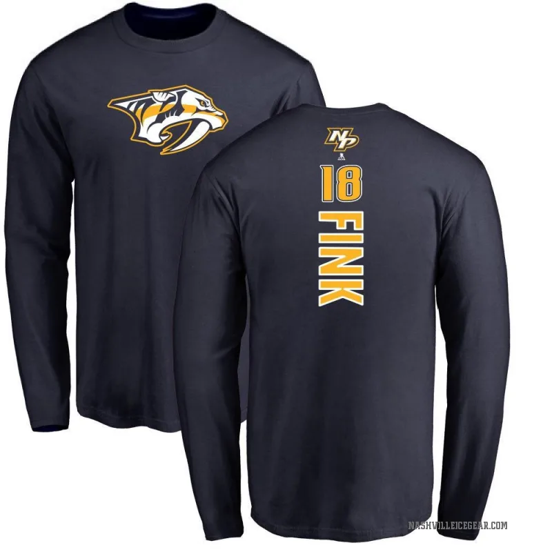Aiden Fink Youth Navy Nashville Predators Backer Long Sleeve T-Shirt -