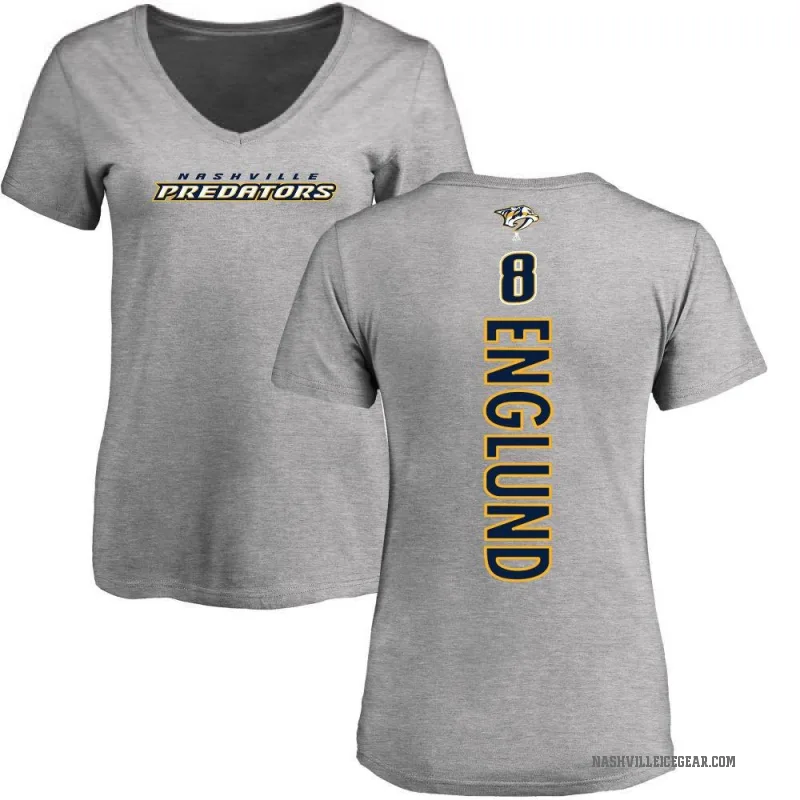 Andreas Englund Women's Ash Nashville Predators Backer T-Shirt -