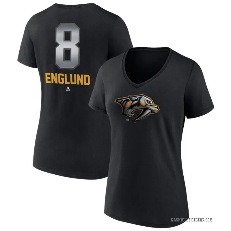 Andreas Englund Women's Black Nashville Predators Midnight Mascot Logo V-Neck T-Shirt