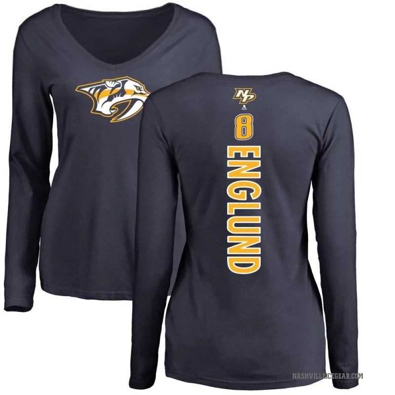 Andreas Englund Women's Navy Nashville Predators Backer Long Sleeve T-Shirt -