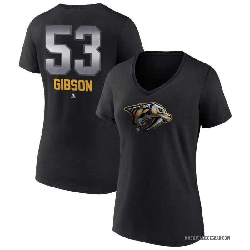 Andrew Gibson Women's Black Nashville Predators Midnight Mascot Logo V-Neck T-Shirt
