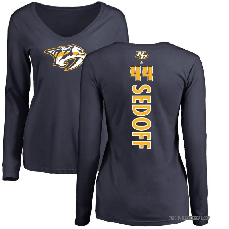 Christoffer Sedoff Women's Navy Nashville Predators Backer Long Sleeve T-Shirt -