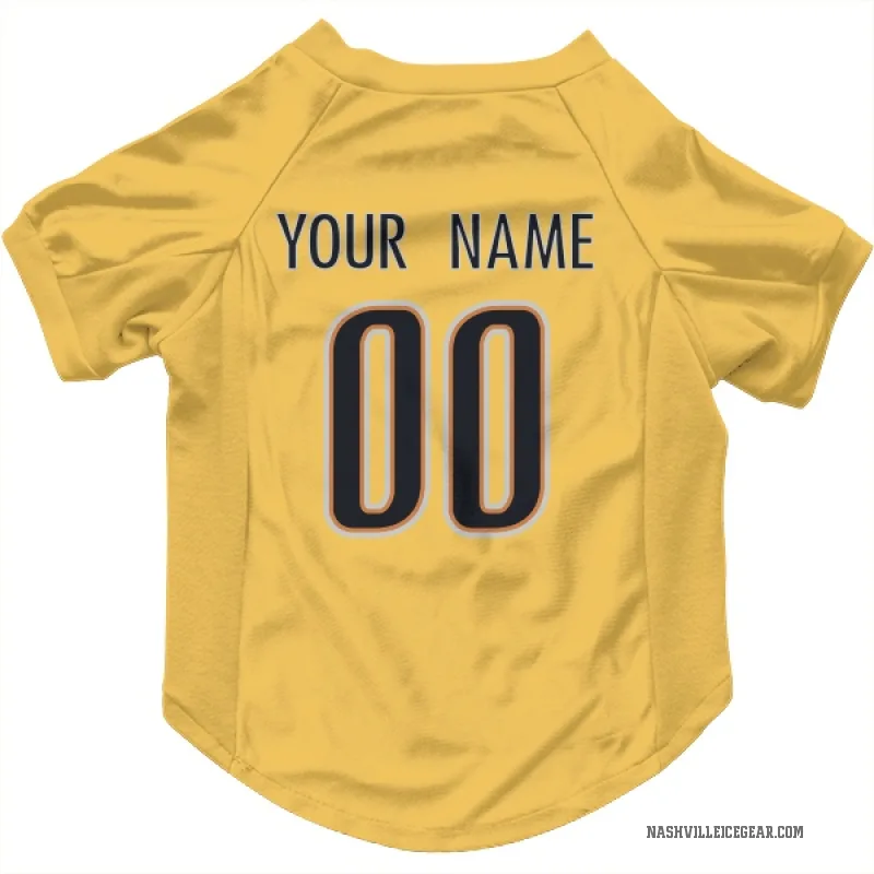 Custom  Gold Nashville Predators   Cat & Dog Pet Jersey