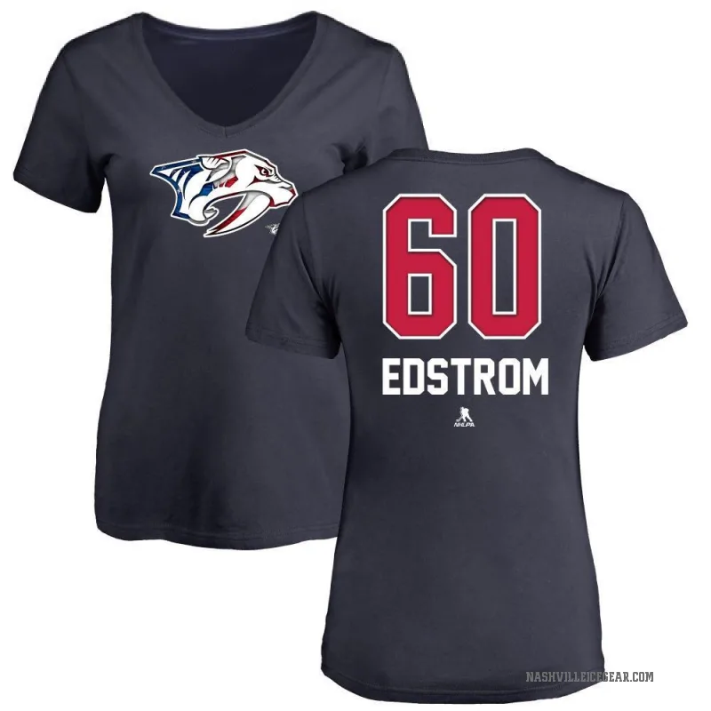David Edstrom Women's Navy Nashville Predators Name and Number Banner Wave V-Neck T-Shirt -