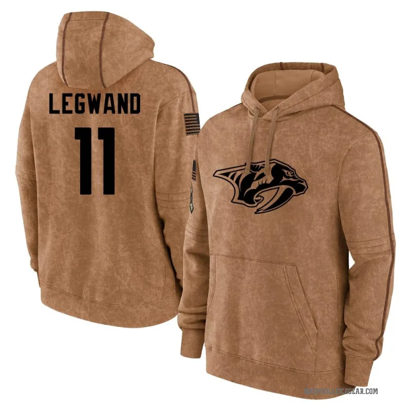 David Legwand Youth Brown Nashville Predators 2023 Salute to Service Club Pullover Hoodie