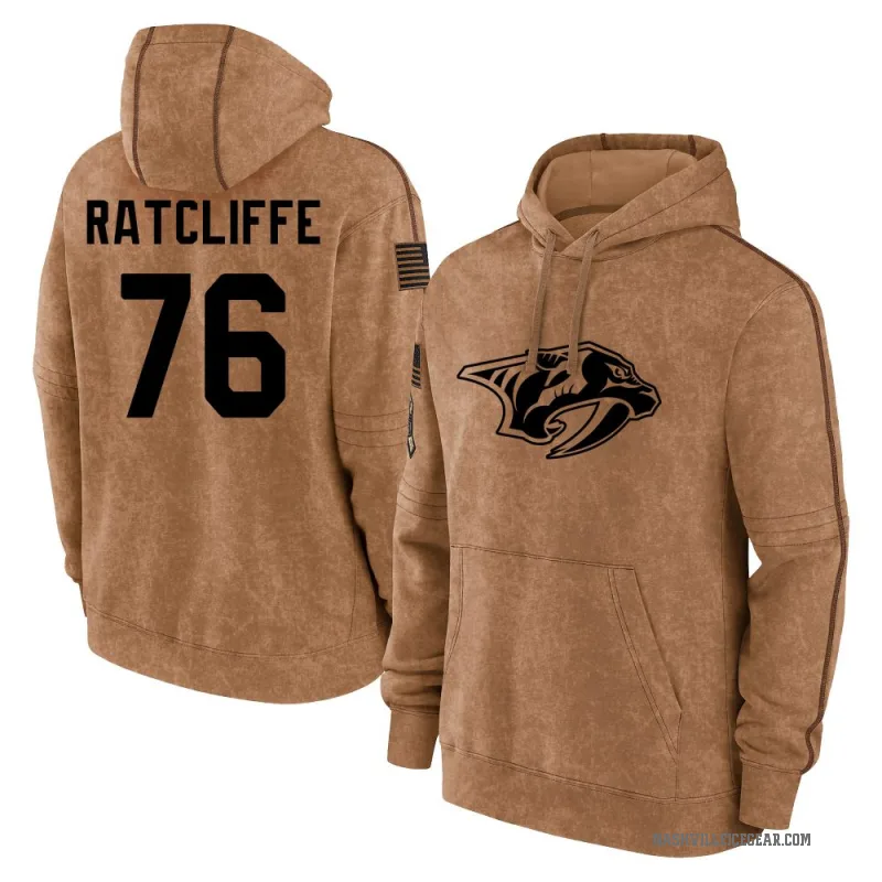 Isaac Ratcliffe Men's Brown Nashville Predators 2023 Salute to Service Club Pullover Hoodie