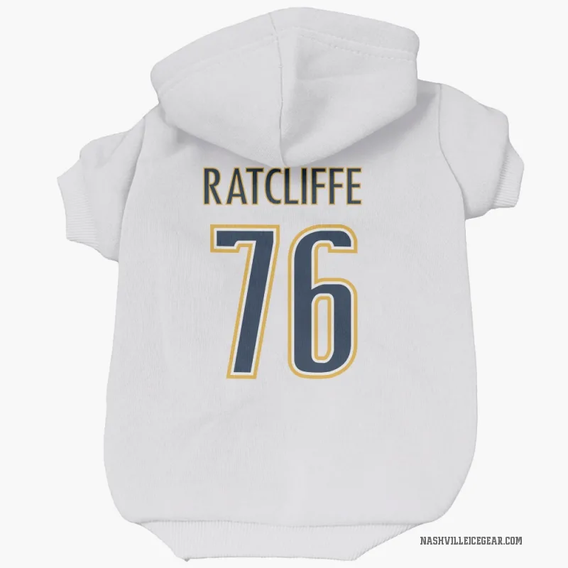 Isaac Ratcliffe  White Nashville Predators  Cat & Dog Pet Hoodie