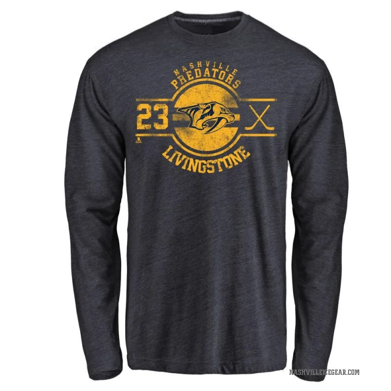 Jake Livingstone Men's Navy Nashville Predators Insignia Long Sleeve T-Shirt -