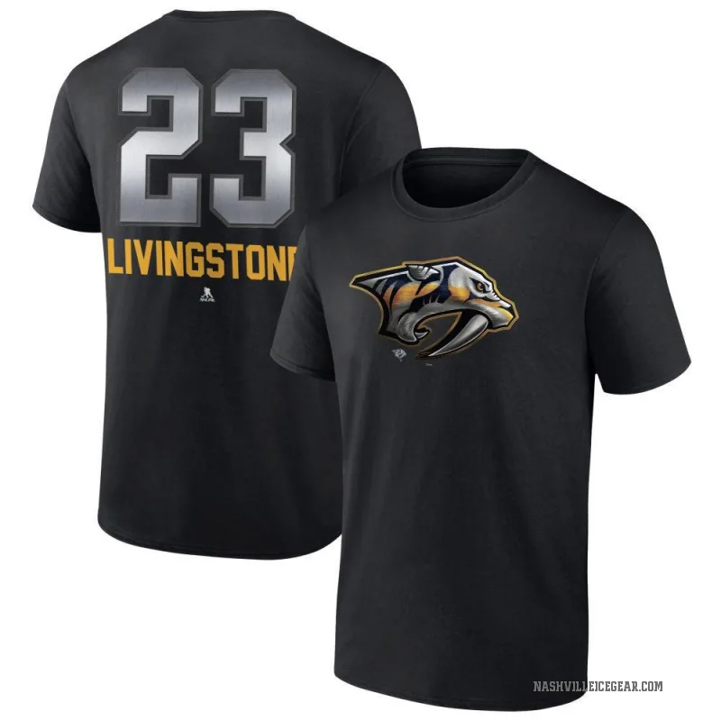 Jake Livingstone Youth Black Nashville Predators Midnight Mascot Logo T-Shirt