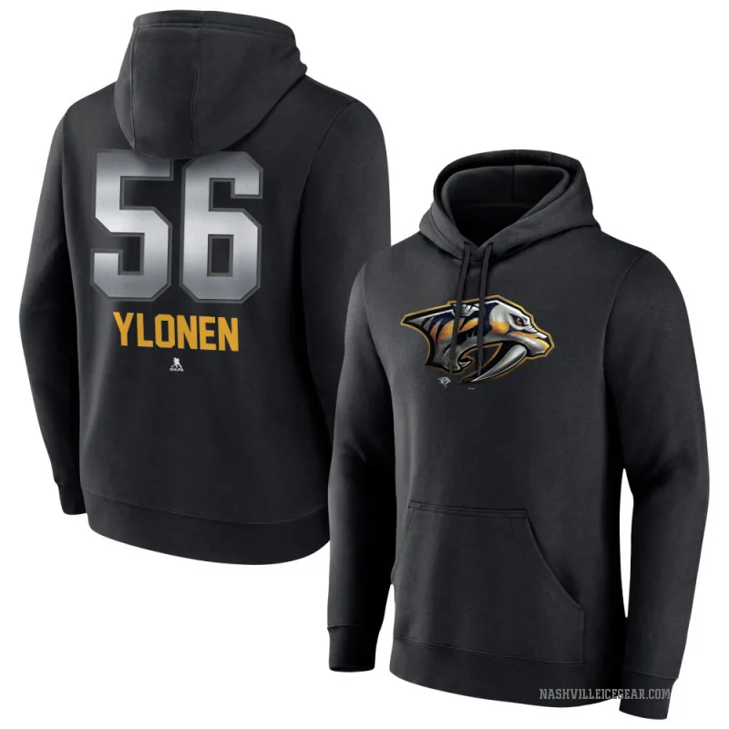 Jesse Ylonen Men's Black Nashville Predators Branded Midnight Mascot Logo Pullover Hoodie