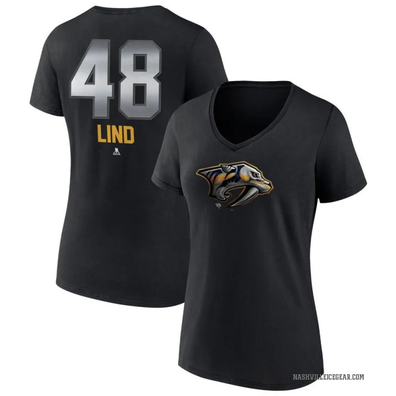 Kalan Lind Women's Black Nashville Predators Midnight Mascot Logo V-Neck T-Shirt