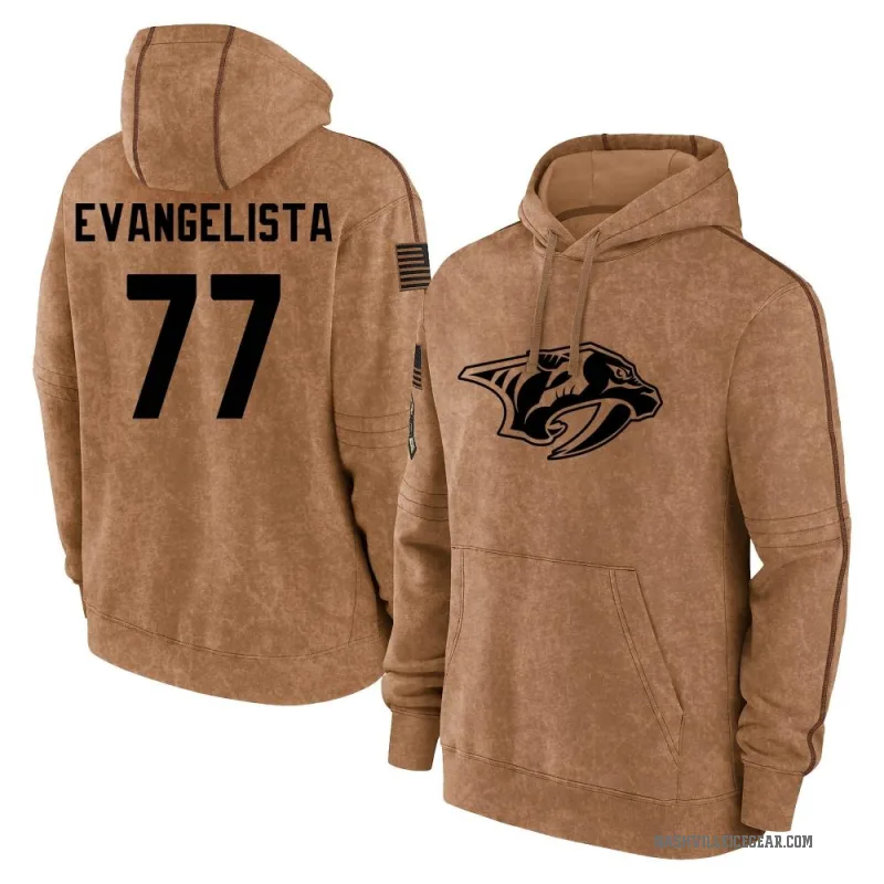 Luke Evangelista Men's Brown Nashville Predators 2023 Salute to Service Club Pullover Hoodie