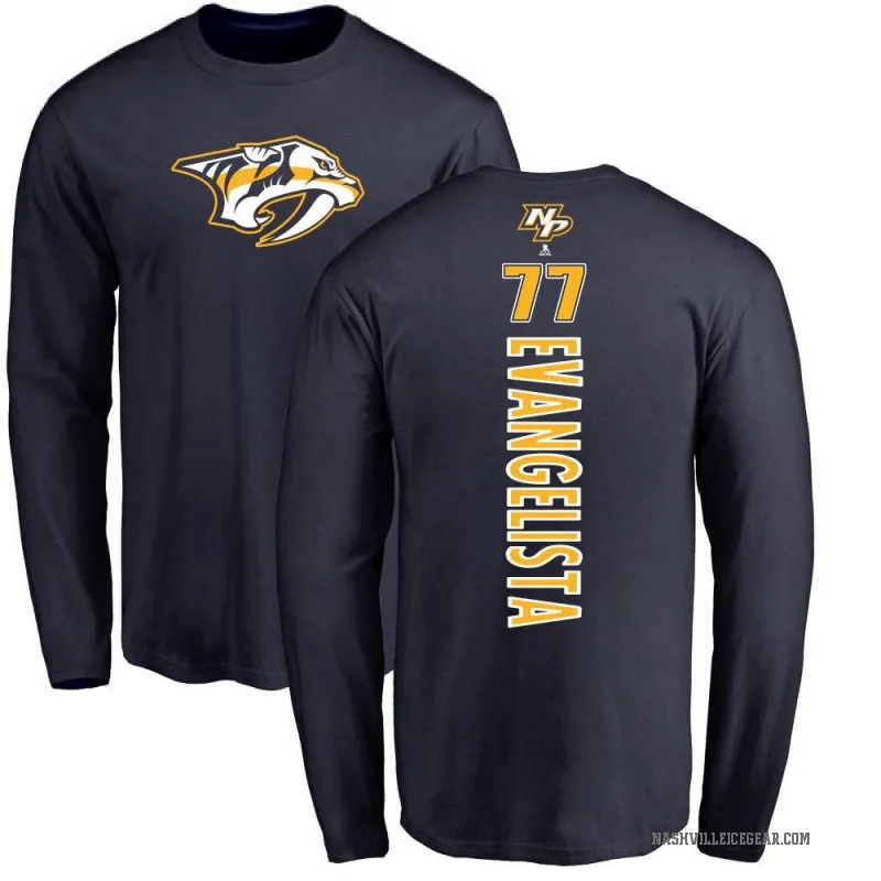 Luke Evangelista Men's Navy Nashville Predators Backer Long Sleeve T-Shirt -