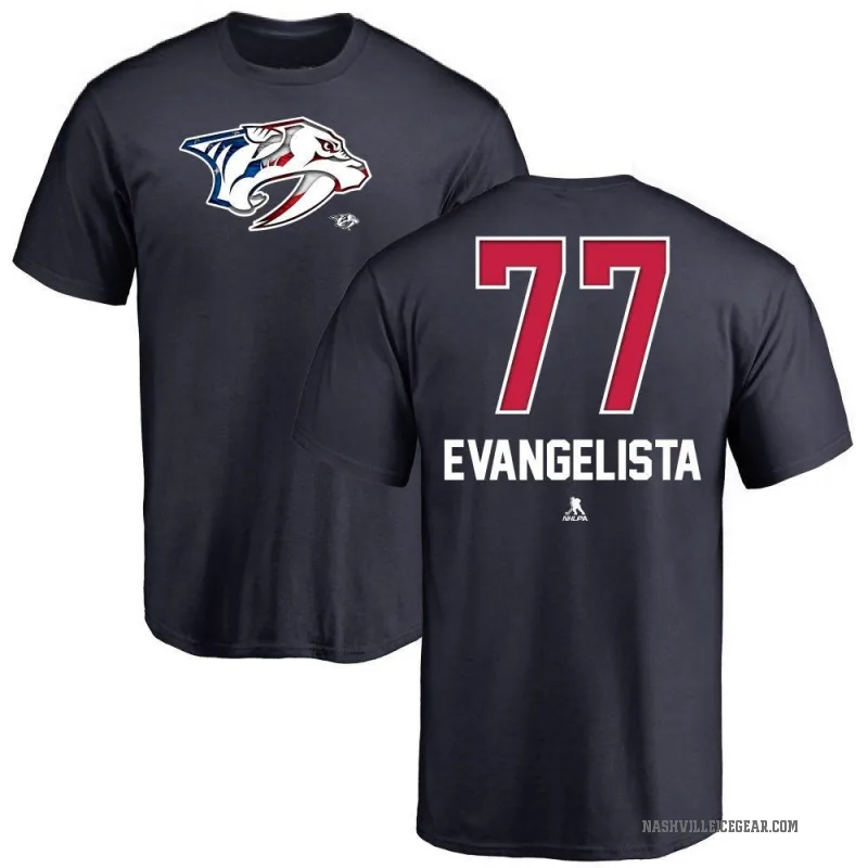 Luke Evangelista Men's Navy Nashville Predators Name and Number Banner Wave T-Shirt -