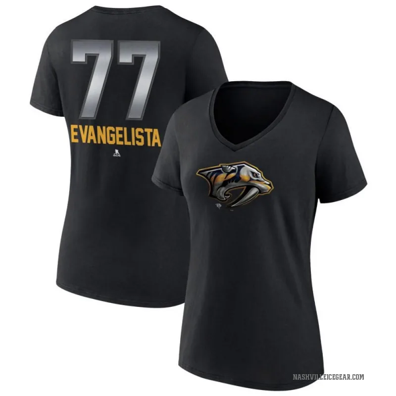 Luke Evangelista Women's Black Nashville Predators Midnight Mascot Logo V-Neck T-Shirt