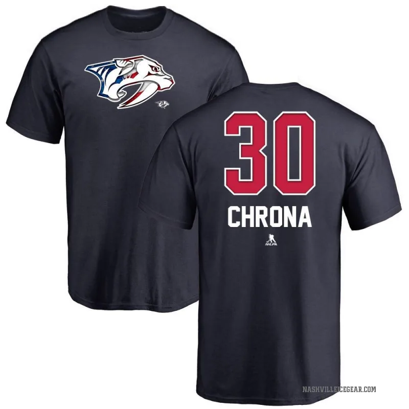 Magnus Chrona Men's Navy Nashville Predators Name and Number Banner Wave T-Shirt -