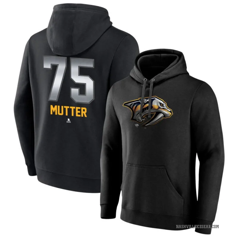 Navrin Mutter Men's Black Nashville Predators Branded Midnight Mascot Logo Pullover Hoodie