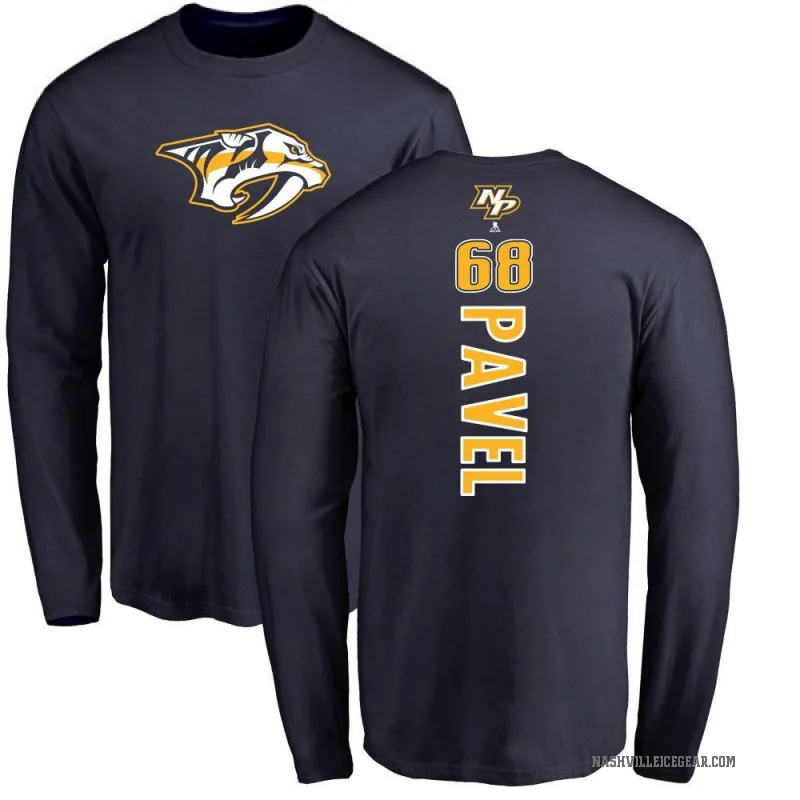 Ondrej Pavel Men's Navy Nashville Predators Backer Long Sleeve T-Shirt -