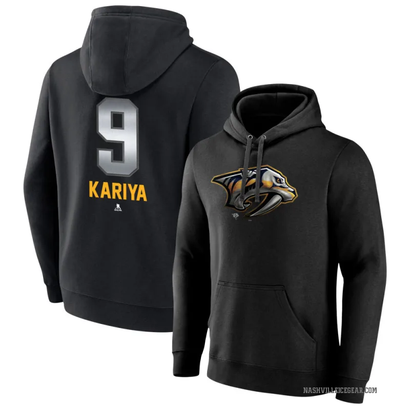Paul Kariya Youth Black Nashville Predators Branded Midnight Mascot Logo Pullover Hoodie