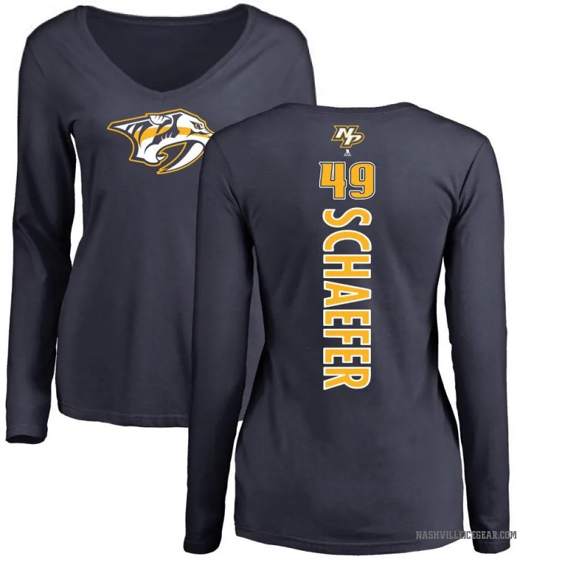 Reid Schaefer Women's Navy Nashville Predators Backer Long Sleeve T-Shirt -