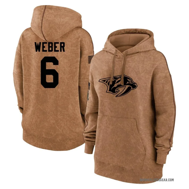 Shea Weber Women's Brown Nashville Predators 2023 Salute to Service Pullover Hoodie